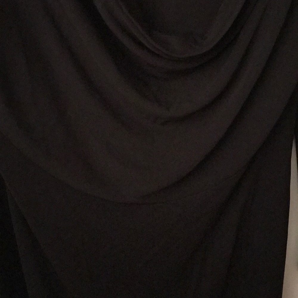 INC Black chic dress with drape neck, Sz L - Picture 6 of 7